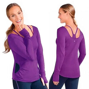 3/$25 AMOENA Magenta Scoop Neck Activewear Top Size S
